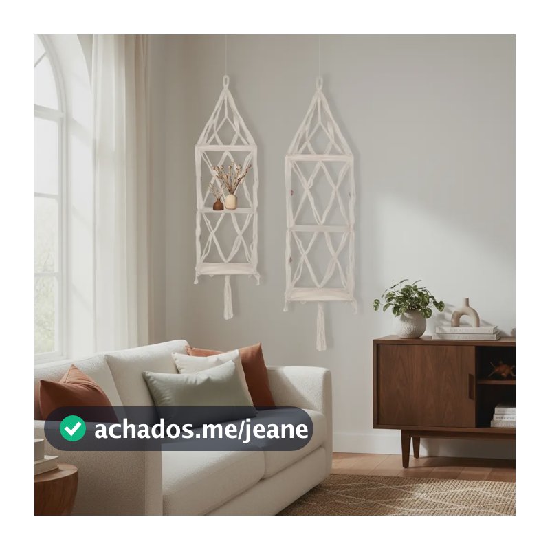 Kit Prateleiras Suspensa Charmosa Vintage Banheiro E Jardim Bege
