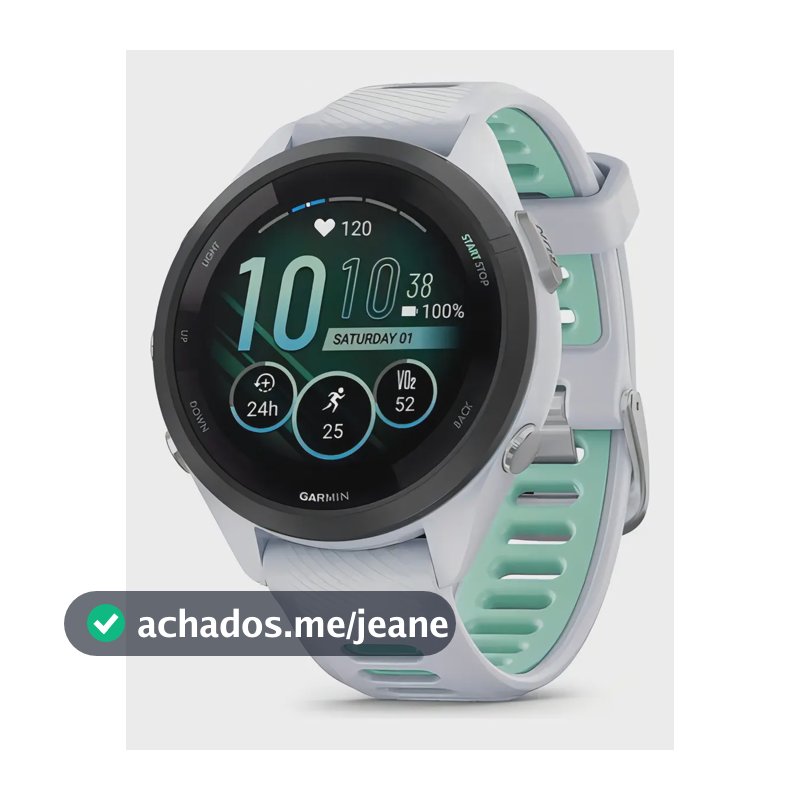Smartwatch Garmin Forerunner 265s Sport Branco, Tela 1.1", Caixa 42mm, Pulseira Silicone, GPS, Bluetooth, NFC