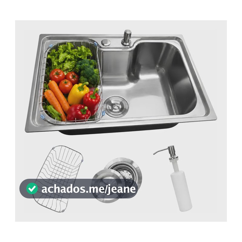 Pia Cuba Cozinha Gourmet Aço Inox 60x42 Com Acessórios Prateado