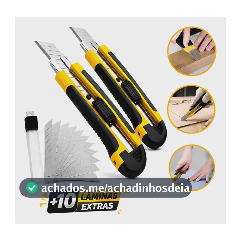 Kit 2 Estilete Profissional 18mm Emborrachado Aço + Lâminas