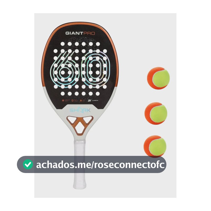 Raquete Beach Tennis Shark Giant 2025 3k+ Capa + Brinde Branco