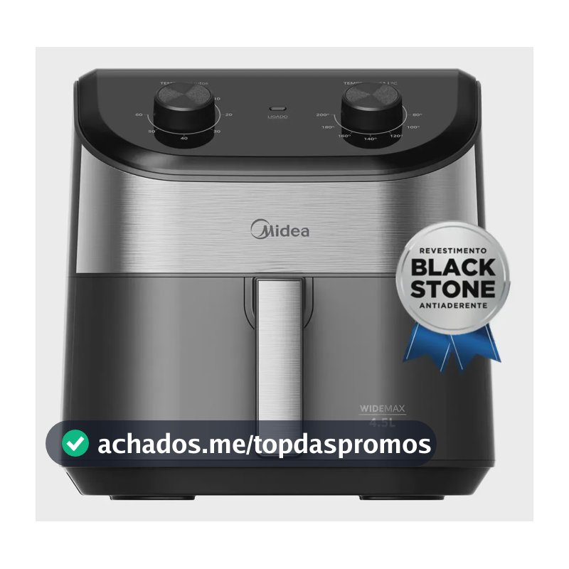 Fritadeira Air Fryer 4,5l Widemax Com Interior De Alumínio 1500w Midea