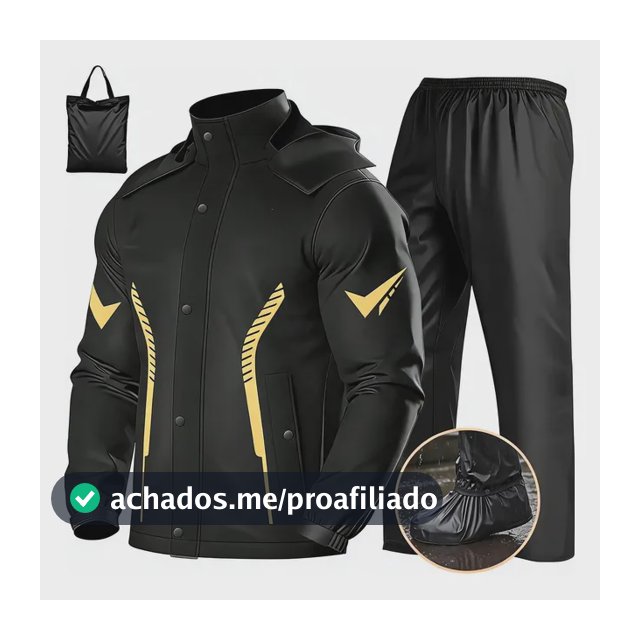 Capa De Chuva Motoqueiro Impermeável Refletiva Com Capuz