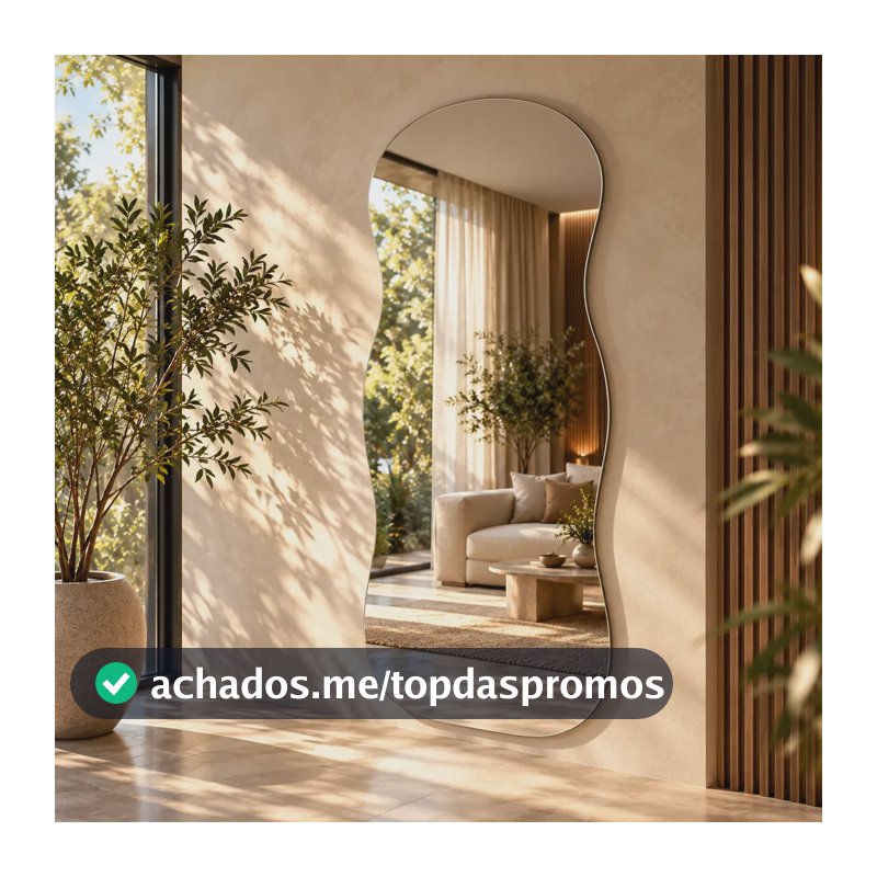 Espelho Nobre Aura Orgânico 90x40cm Lapidado Design Moderno Aura 90x40 Suporte