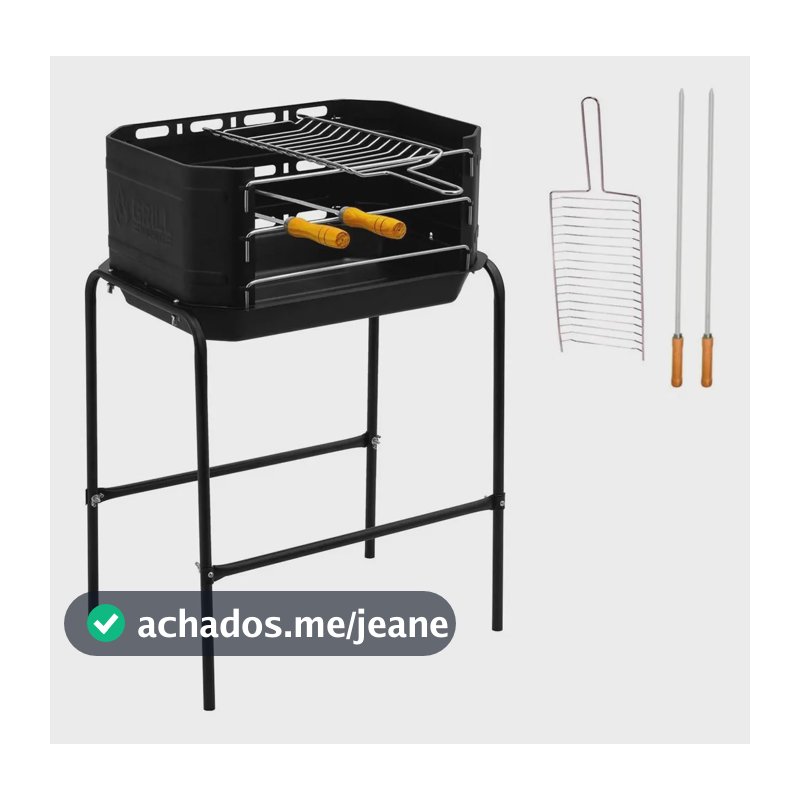 Churrasqueira Pequena Portátil Carvão Pro Tork Esmaltada Aço Cor Preto