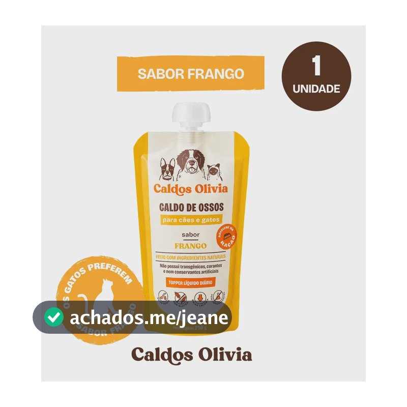 Caldo De Ossos Para Pets Caldos Olivia Sabor Frango 250ml