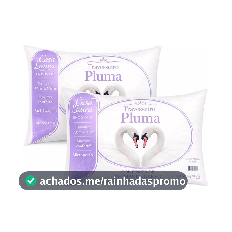 Kit 02 Travesseiro Antialérgico Pluma De Ganso 70cm X 50cm Cor Branco