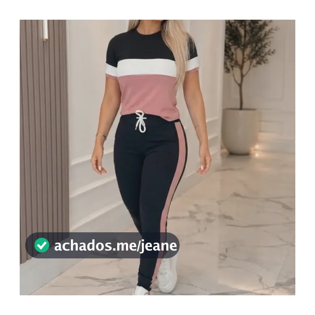 Conjunto Feminino Calça Blusa Malha Crepe Plus Size Elegante