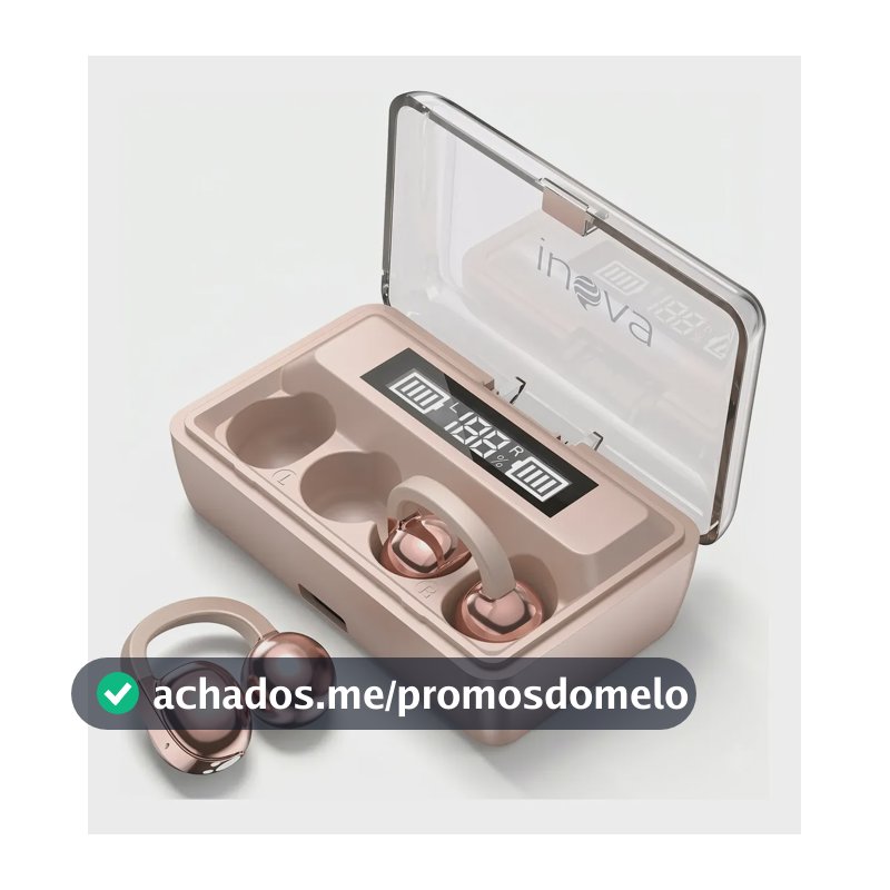 Fone De Ouvido Clip-on Bluetooth 6.0 Esportivo 60hrs Duração Dourado