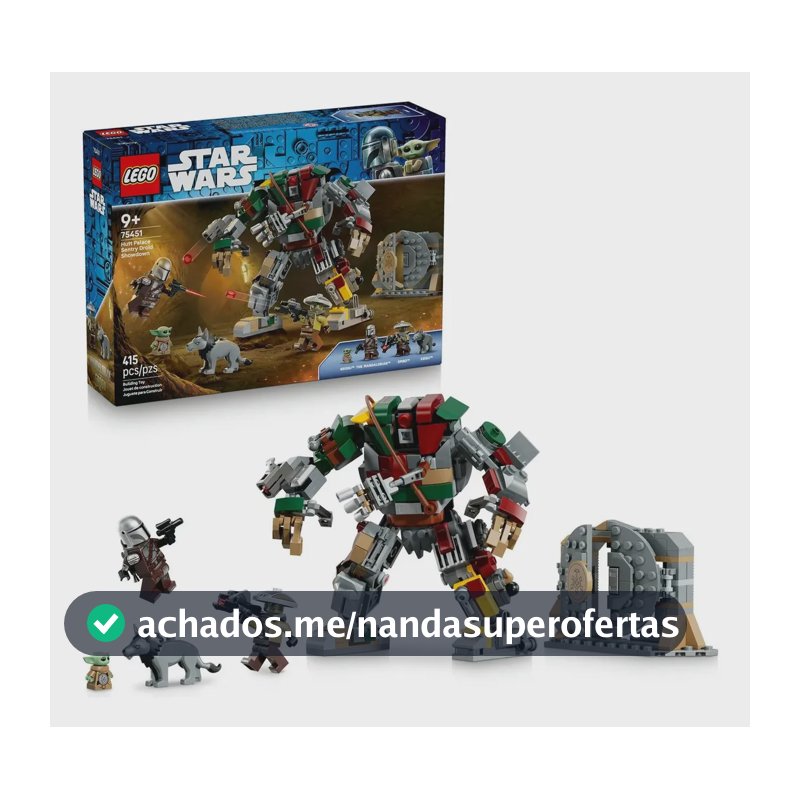 LEGO Star Wars Confronto com Droides Sentinelas no Palácio Hutt 75451; Brinquedo de construção com personagens para recriar batalhas do Mandaloriano e Grogu; 9+