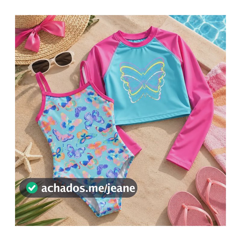 Maio Biquíni + Camiseta Manga Longa Moda Praia Uv50 Original Sortidass Lindas 10