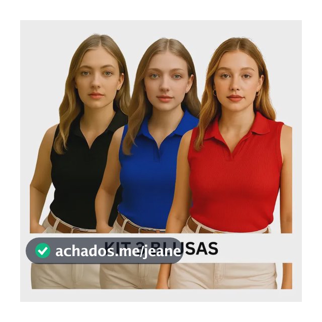 Kit 3 Regatas Estilosa Gola Polo Feminina Canelado Luxo