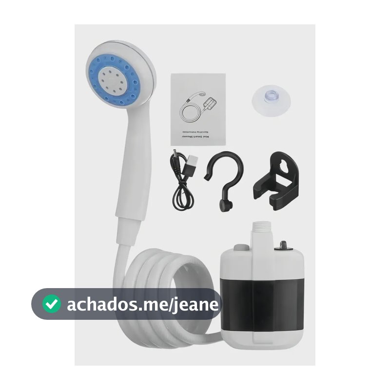 Chuveiro Portátil Recarregável Camping Pet Praia Campo Pesca Cor Branco