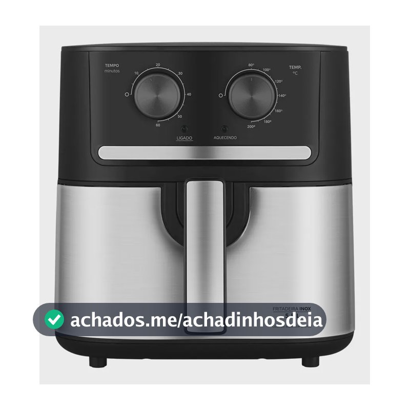 Fritadeira Air Fryer 5,5l Cyclone Preto E Inox Midea