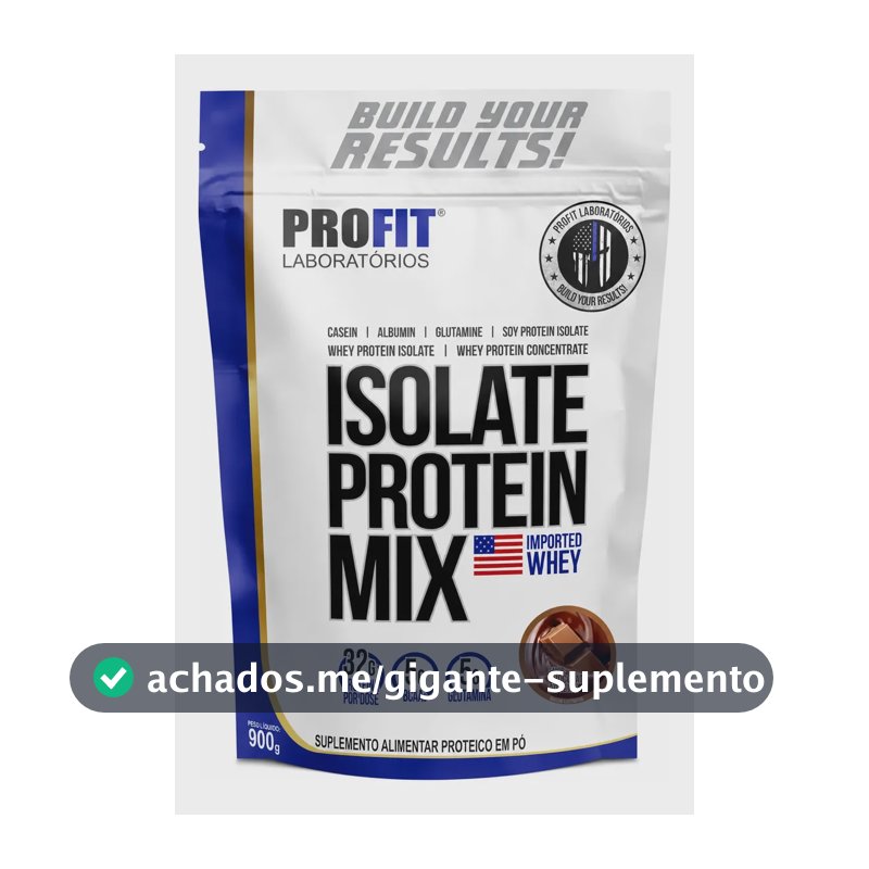 Isolate Protein Mix Whey Isolado Bcaa Glutamina Profit Labs Chocolate Ao Leite 900g