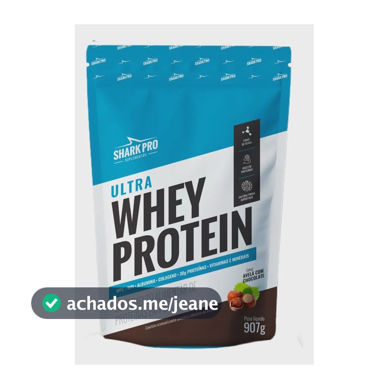 Ultra Whey Protein Chocolate Avela Refil 907g - Shark Pro Chocolate Com Avelã