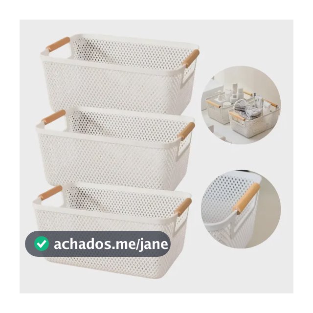 Kit 3 Cesto Organizador 27cm Multiuso Cozinha Lavanderia