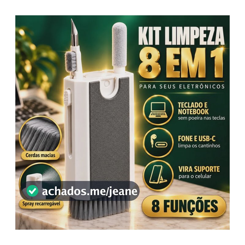 Kit Limpeza Celular Teclado Pc Notebook Escova Macia Limpa câmera Pincel Limpador Multiuso Fone De Ouvido Tablet Headset 8 Em 1 Eletrônicos Gadgets Portátil Multifuncional Eficiente LVC FAMILY