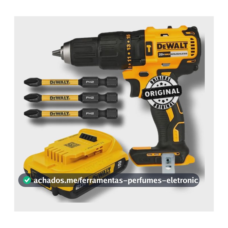 Parafusadeira Dewalt Dcd7781 + Bateria 2ah Dcb203 + 3 Bits Amarelo 127/220v 60hz