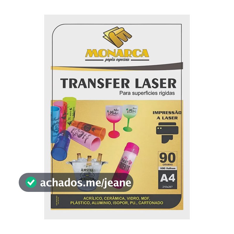 Papel Transfer Laser 100 Folhas A4 Acrílico Alta Qualidade Papel Transfer Laser Rígido 90g