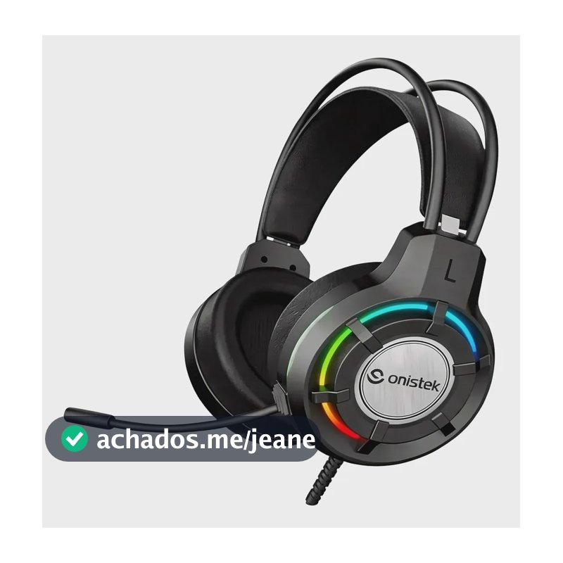 Fone De Ouvido Headset Gamer Rgb Microfone Pc Notebook Usb Preto