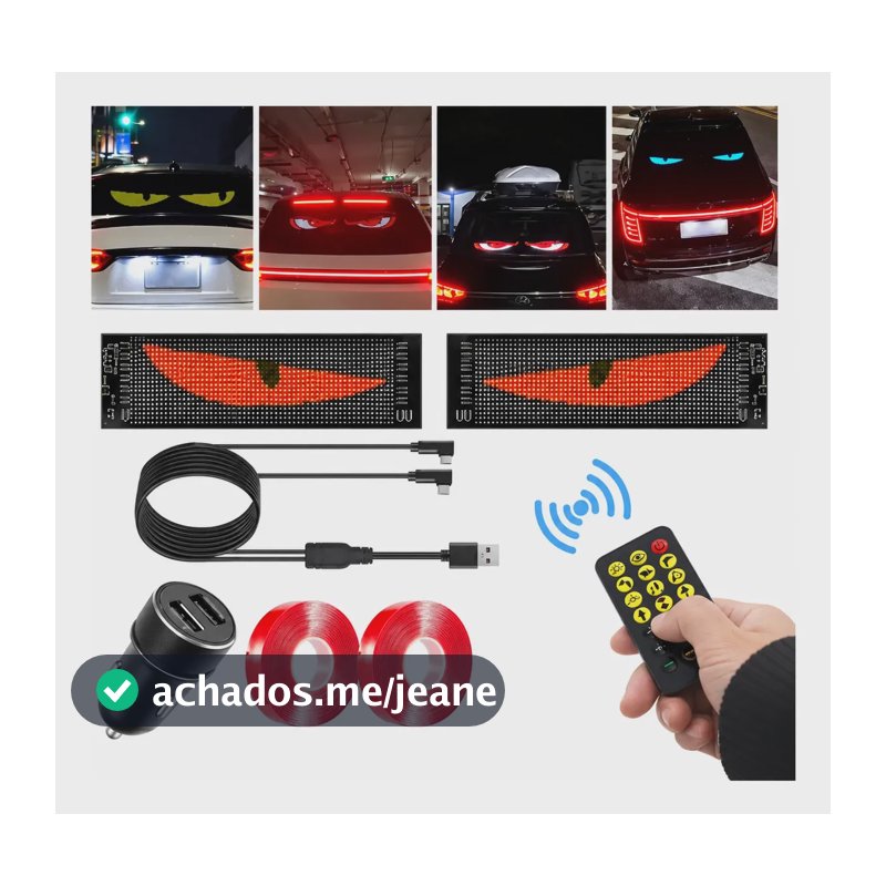 Tela Led Devil Eyes Olhos Carro Flexível Luz 2pcs 9.2x37.4cm Preto