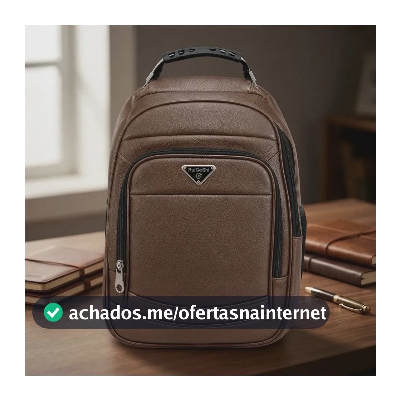 Mochila Feminina Marrom Compacta Estilosa Couro Premium Elegante Moderna Leve Notebook Dia A Dia Trabalho Faculdade