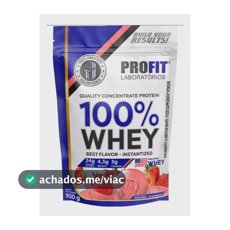 Whey protein Profit 100% Quality Concentrate em pó sabor Morango x 900g
