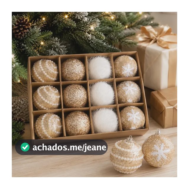 Kit 12 Bolas De Natal 8 Cm Para Árvore Dourado Christmas Ornaments