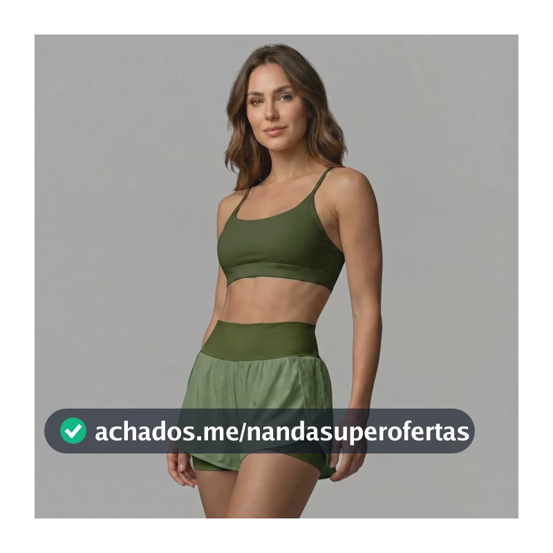 Conjunto Fitness Top E Short Suplex Feminino Academia Verde-musgo P