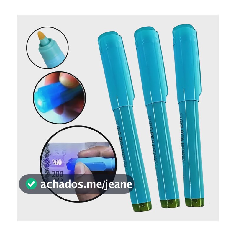 Kit 3 Canetas Para Detectar Dinheiro Falso Nota Falsa  Branco
