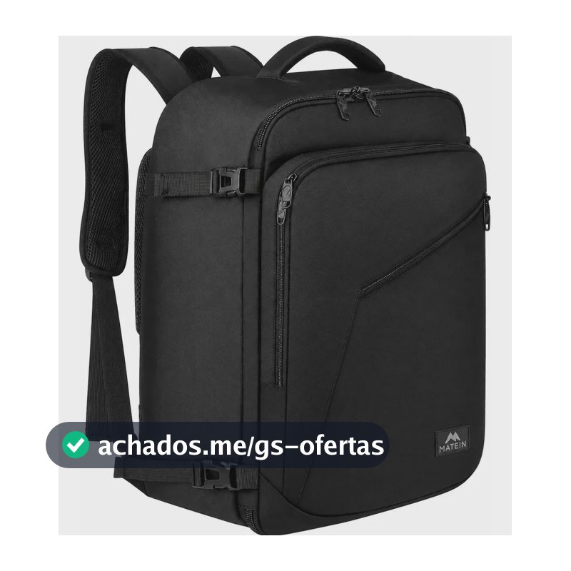 Mochila Viagem Masculina 40L Grande Impermeável Reforçada para Avião Item Pessoal Suporta até 10kg MATEIN 1159 Preto