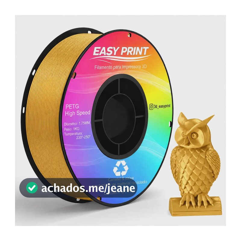 Filamento Petg Easy Print 3d Premium Impressão High Speed E High Fluid 1.75mm Para Impressora 3d Dourado Âmbar