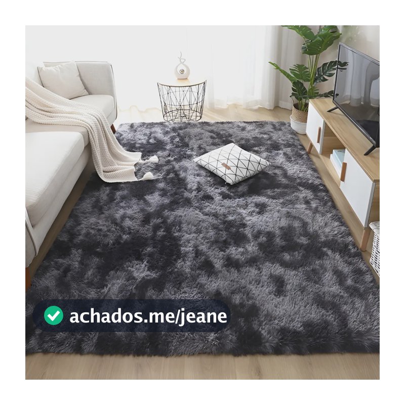 Tapete Carpete 200x140 Luizatex Peludo Felpudo 40mm Luxo Cor Cinza-escuro Desenho Do Tecido Pelo Alto