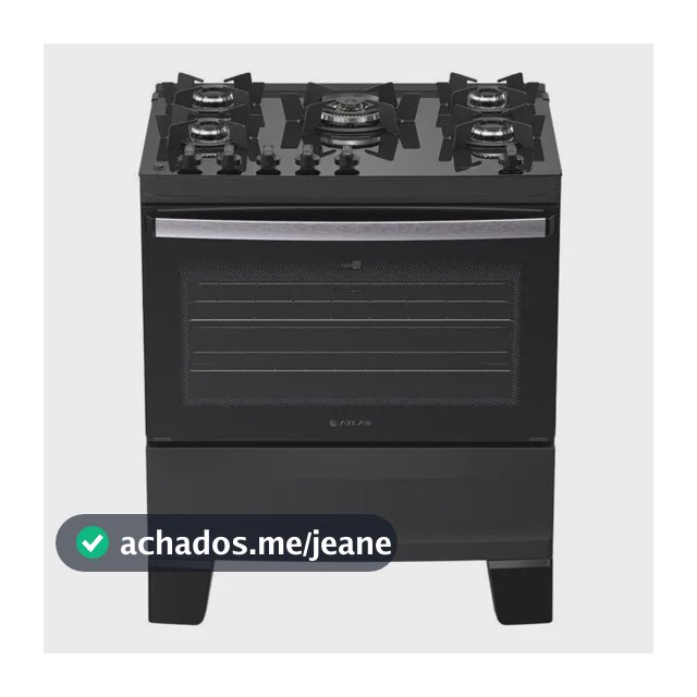 Fogão 5 Bocas Atlas Preto Up Glass Agile Preto Bivolt