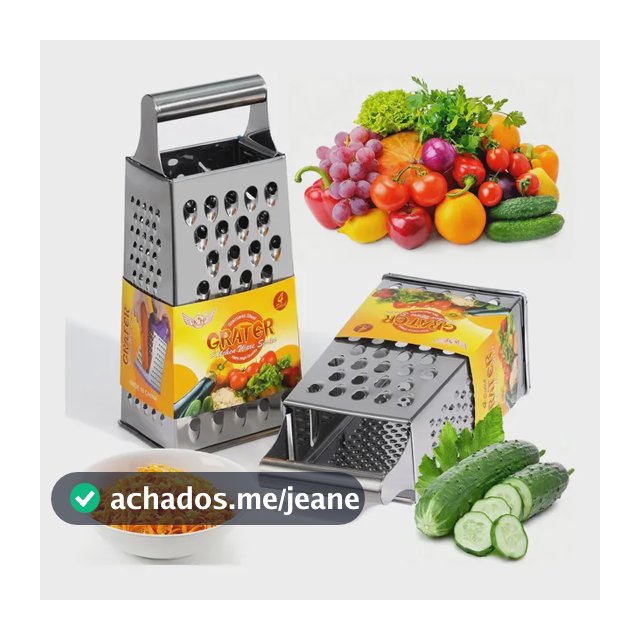 Ralador Manual 4 Faces E Alça Aço Inox Para Legumes Queijos Frutas E Verduras Com Gourmet Cozinha,cabo Ergonômico Base Estável Es 9x6.7x19cm,cortador Fatiador Legumes Verduras Prime Prateado