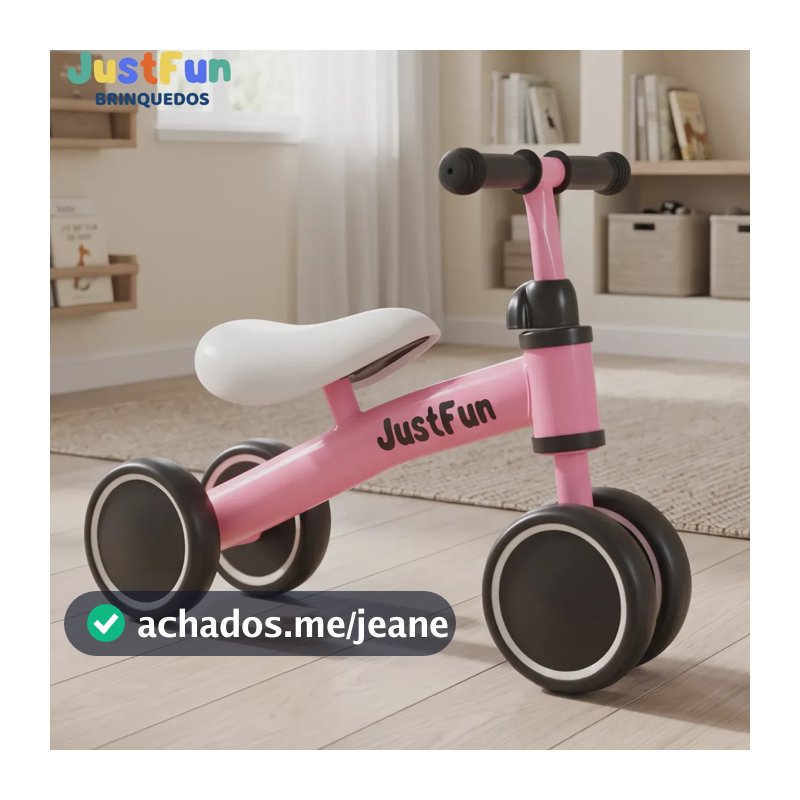 Bicicleta De Equilíbrio Bike Infantil Sem Pedal JustFun Brinquedos Cor Rosa