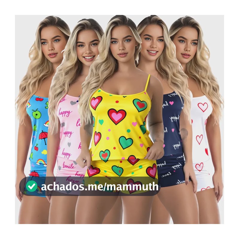 Kit 7 Pijamas Femininos Baby Doll Microfibra Dormir Aleatórias Estampadas Gg