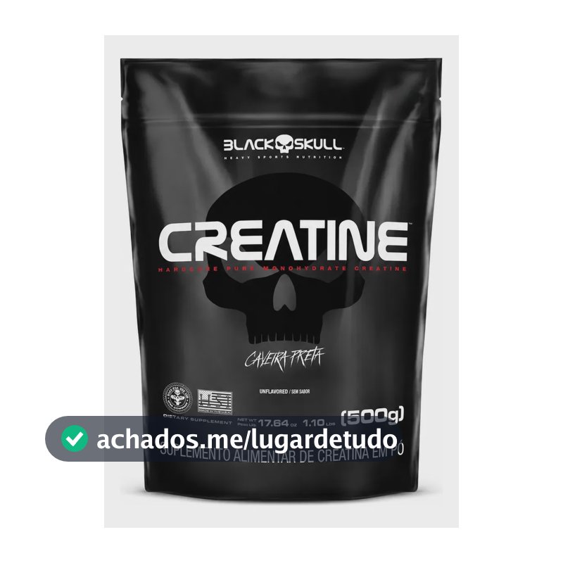 Creatina Monohidratada Pura Black Skull Pura - 100% Monoidratada Em Pó Sem Sabor X 500g