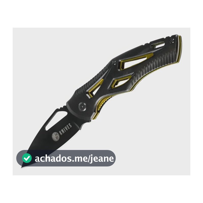 Canivete Tático De Bolso Vibora Lâmina Inox E Cabo Em Metal Cor Preto E Amarelo