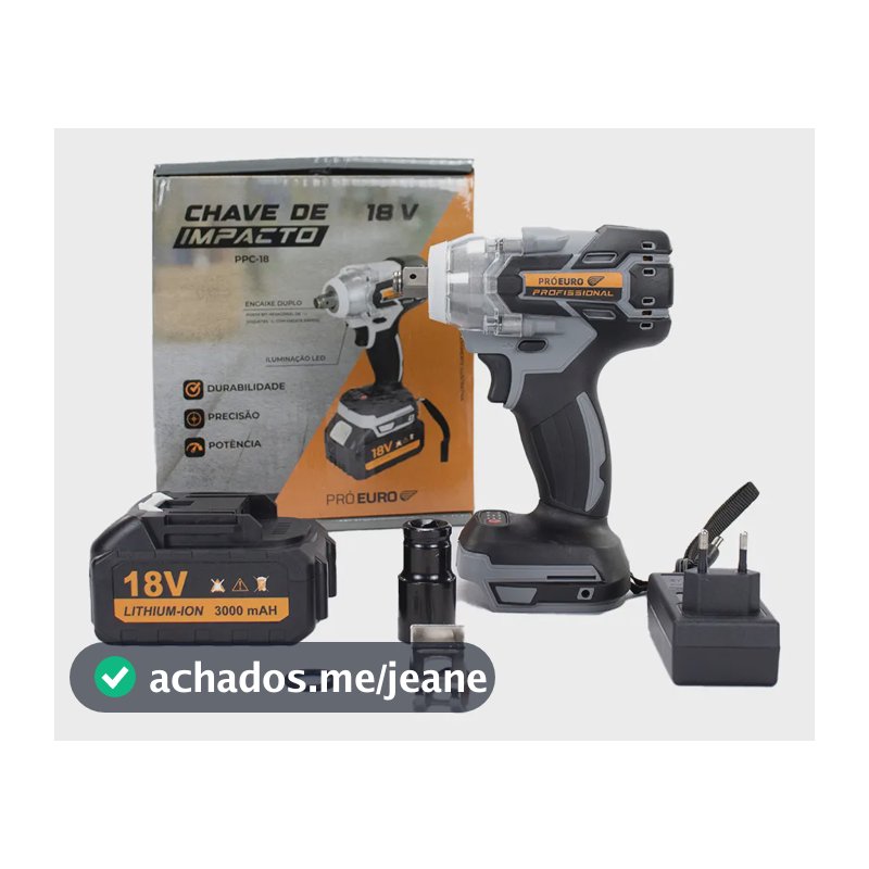 Chave De Impacto Brushless 18V 300Nm 1/2" e 1/4" 2400rpm Pró Euro