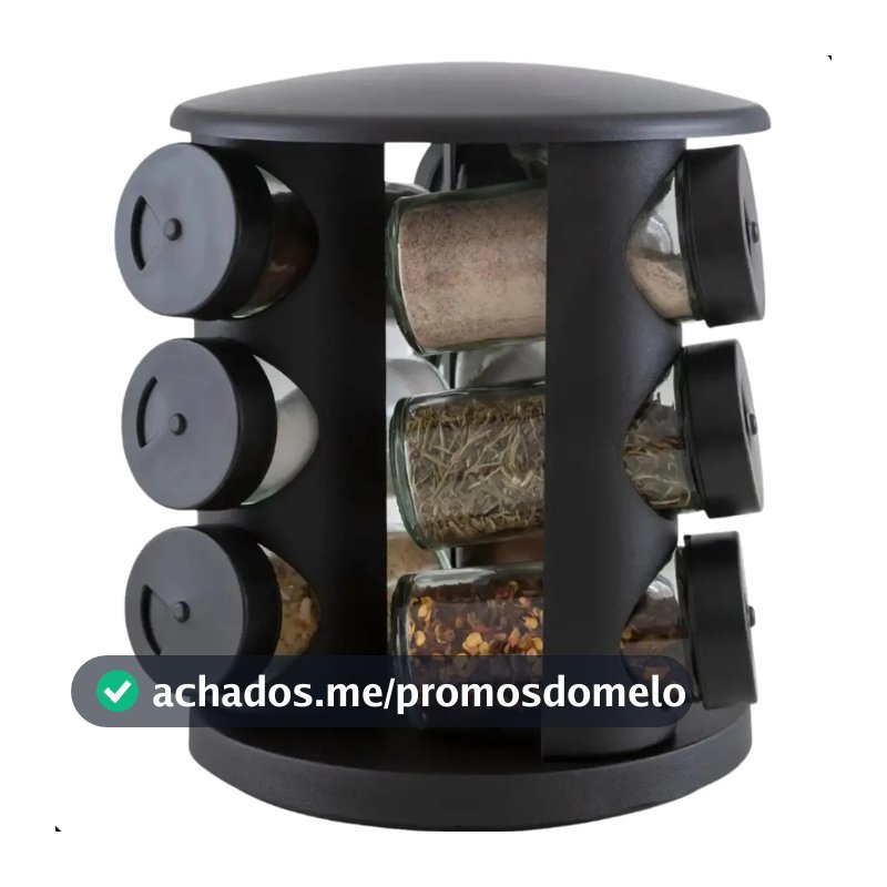 Porta Tempero De Vidro 10 Peças Brinox Lock & Preto