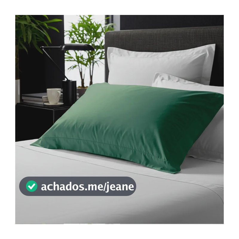 2 Fronhas 4 Abas Percal 600 Fios 100% Algodão Egípcio 50x90 Cor Verde-escuro