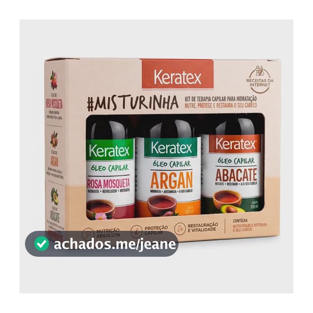 Kit 3 Óleo Capilar Argan Abacate E Rosa Mosqueta Keratex