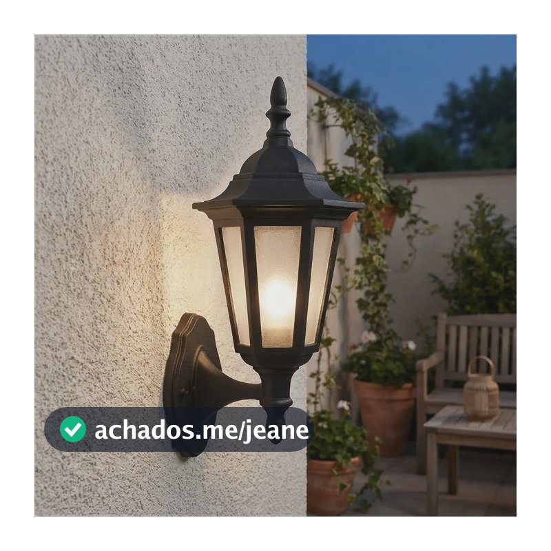 Luminária Arandela Colonial Rústica Vintage Parede Externa 127/220v Preto