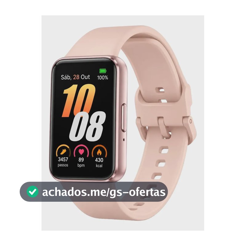 Samsung Galaxy Fit3 Rosé Smartwatch Tela Amoled 1.6 Bluetooth Monitor Cardíaco Bateria Longa Duração Resistente À Água