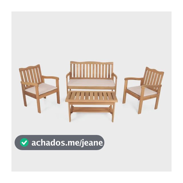 Conjunto Para Jardim De Madeira Eucalipto 4 Peças Estofado