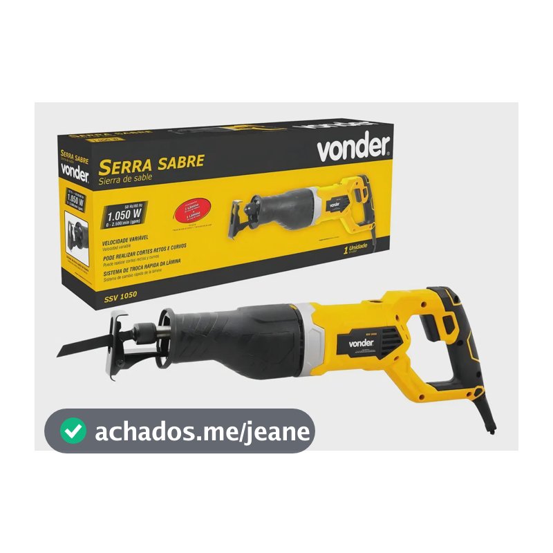 Máquina Serra Sabre Elétrica 1050w Ssv1050 Vonder - 28 mm Madeira Metal