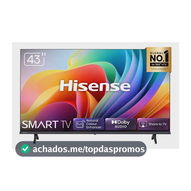 Smart TV Hisense FHD 43" Polegadas 43A4NV com HDR10, DTS Virtual X, Compatibilidade Alexa