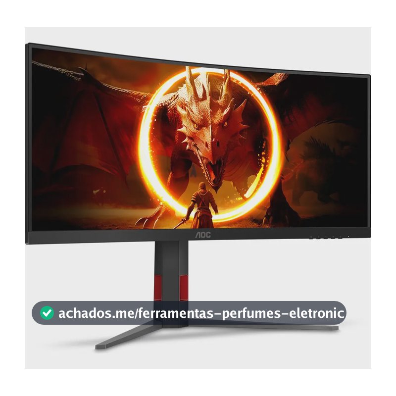 Monitor Gamer Curvo Aoc 34'' Ultrawide Wqhd 180hz U34g4c Preto 127/220v
